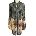 Umgee Boho Tunic‎ Dress Floral Paisley Print Long Sleeve Keyhole Neck Flowy Photo 2