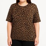 Michael Michael Kors Leopard Print Short Sleeve Sweater Brown Women’s Size XL Photo 0