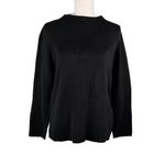 Eileen Fisher Sweater Large Silk Blend Black Beige Contrast Sleeve Photo 2