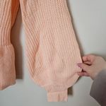 SheIn Sweater Light Pink Peplum Knit Crewneck Business Casual Neutral Cute Photo 3