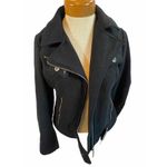 Faux Fur size medium biker | zipper jacket | zipper bomber jacket | market jacke Black Photo 3