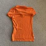 Aeropostale Y2K Orange Stretch Polo Short Sleeve Button Down Blouse Solid Small Photo 7