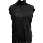 IRO Black Sleeveless linen Turtleneck Top Photo 0