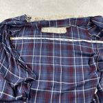 Vanity Flannel Open Front Shirt Size M Purple Plaid Womens Lace Boho Western Top Size M Photo 5