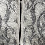 Chico's  Icy Elsa Cardigan Jacquard Patten Mid Length 100% Wool White Silver 0 S Photo 1