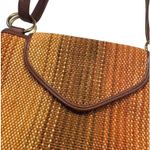 Due Fratelli Milan Brown Striped Shoulder Bag Purse 11x13 SKU 7006 Orange Photo 2