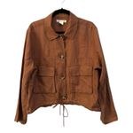 C&C California C & C California Womens Linen Blend Bomber Jacket Brown‎ Drawstring Size Large Photo 0