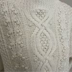 Vintage Cable Knit Sweater Jumper Pullover 3D Baubles Mock Neck Ivory Cream White Size L Photo 3
