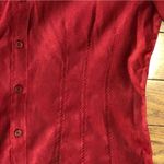 Worthington Red Faux Suede Button Down Women's Shirt Medium EUC Photo 3