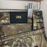 ZARA NWT  Straight Leg Metallic High‎ Rise Foil Jeans Size 2 Photo 7