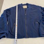 Pilcro Anthropologie  Knit Bomber Jacket Top‎ Zip-Up Navy Long Sleeve Large Photo 6