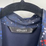 Eshakti  Women's Navy Star Print Belted Button Up Knee Length Shirt Dress‎ Size 4 Photo 7