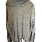 Michael Kors Woman's Ribbed Sweater Cowl Neck gray Fringed bottom‎ Size XL Photo 3