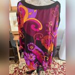 Vibrant Floral 3 Piece with Bold Colored Top, Scarf Belt And Brown Pants Purple Size undefined Photo 2