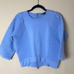 Armani Exchange Blue Boxy Mixed Texture Zip Back Sweater Size Small Photo 1