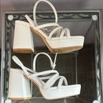 White Strappy Platform Ankle Strap High Block Heel Sandals Size 6 Photo 3