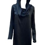 VANESSA BRUNO FRENCH DESIGNER SILK RUNWAY DRESS W/ HOOD SHAWL COLLAR Blue Size 6 Photo 1