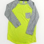 PINK - Victoria's Secret Victoria’s Secret Pink XS Neon Yellow & Grey 3/4 Sleeve Top Photo 0