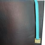 Soul Carrier Brown & Turquoise Leather Structured Tote Shoulder Bag 12.5x12.5x3 Photo 4