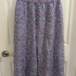 Loft  Floral Button Pull-on Midi Skirt Women’s size Medium Pink Blue Green colors Photo 2