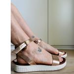 MIA Women's Ellen Round Toe Metallic Flat Sandal Ankle Strap Leather Copper S 10 Photo 4