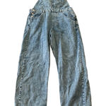 We The Free  Denim ziggy Overalls Wide Leg Acid Wash Blue Jumpsuit Women's Medium Photo 0