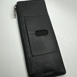 Lodis Black leather Wallet Card holder Pouch Zip close Slip pockets Silver Snap Photo 1