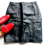 KC Collections 100% Leather Pencil Skirt Black Size 10 Photo 1