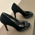 Anne Michelle Black Stiletto Peep-Toe Heels size 9 great shape Photo 0