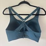 Athleta Advance Zip Front Sports Bra Sequoia Blue Criss Cross Back Padded Active Photo 7