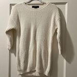 Forever 21  White Cream Crewneck 3/4 Sleeve Ribbed Knit Cotton Blend Sweater S Photo 0