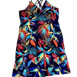CCC Colorful Bohemian Style Spaghetti Strap Dress V Neck Tropical Leaf Print Med Blue Size undefined Photo 4