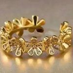 Coquette Style 18k Gold Plated Stainless Steel Cuff Ring with Shining Zirconia Photo 0