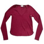 Socialite NWT  Burgundy V-Neck Waffle Knit Long Sleeve Thermal Shirt Photo 0