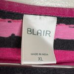 Blair  Shades of Pink Black Striped Shirt Women’s Size XL Short Sleeve Photo 1
