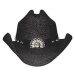 Bullhide 2223BL Cowboy Hat Women's XL Black Straw Studded Western Sassy Cowgirl Photo 0