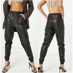 Spanx ‎ Black Elastic Waist Pull On Faux Leather Jogger Pants Size XS Photo 1