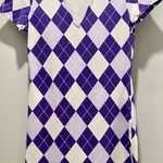 H&M Divided Purple & White Argyle Print V-Neck Collared Jersey Fitted Mini Dress Photo 0