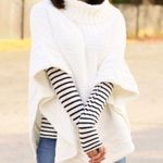 Next  Wool-Blend Poncho Sweater Knit Top in Ivory Size M New w/Tag Photo 7