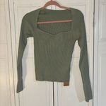 Green Ribbed Knit Sweater Size L Photo 0