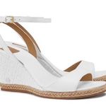 Tory Burch Marion White Quilted Leather Wedge Sandal Espadrille 9.5 Photo 0