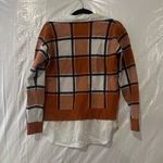 Rachel Zoe Orange Plaid Sweater with Shirt Attached Size Medium Photo 3