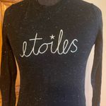 ❤️ Whistles Fine Knit Sparkly Shimmer Sweater witn Embroidered Etoiles Detail Black Size 2 Photo 1