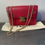 Fendi Chain Bug Crossbody Bag in Red Pebbled Calfskin Leather - Preowned Photo 1