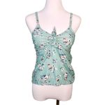 Beachsissi  Blue Floral‎ Knit Front Padded Swim Tankini Top LARGE NWT Swimwear Photo 1