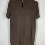 Chloe K  Brown Suede Mini Shift Dress Pockets Small Photo 5