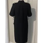 Leslie Fay Women's Front Zip Gold Detailed Black Cap Sleeve Sheath Dress Sz 6 Photo 11