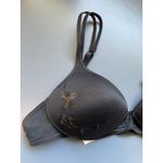 Playtex Vintage  Bra 36B Nearly B Front Hook Black Wireless Embroidered‎ 4464 New Photo 2