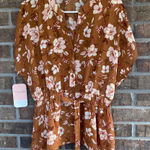 Timing  Feminine Floral Brown Blouse Photo 0