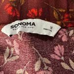 Sonoma  Medium Top Floral Ruffled Long Sleeve Tie Keyhole Neck Dark Rust Multi Photo 6